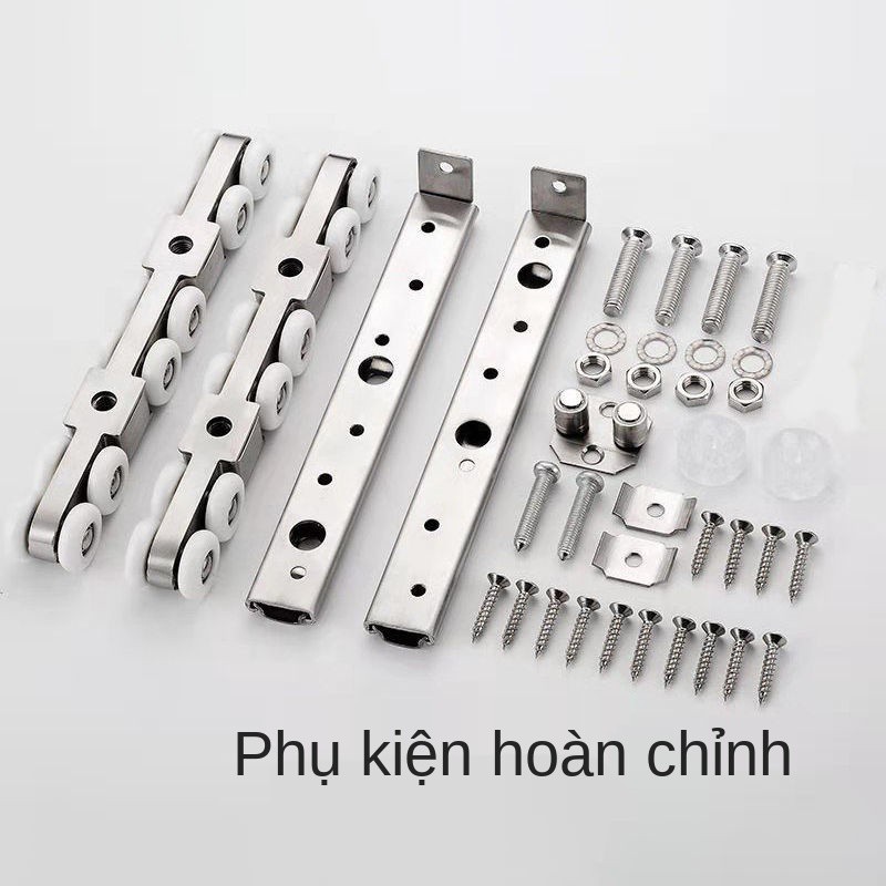 bánh xe inox treo ròng rọc cửa gỗ trượt lùa bếp ray kính