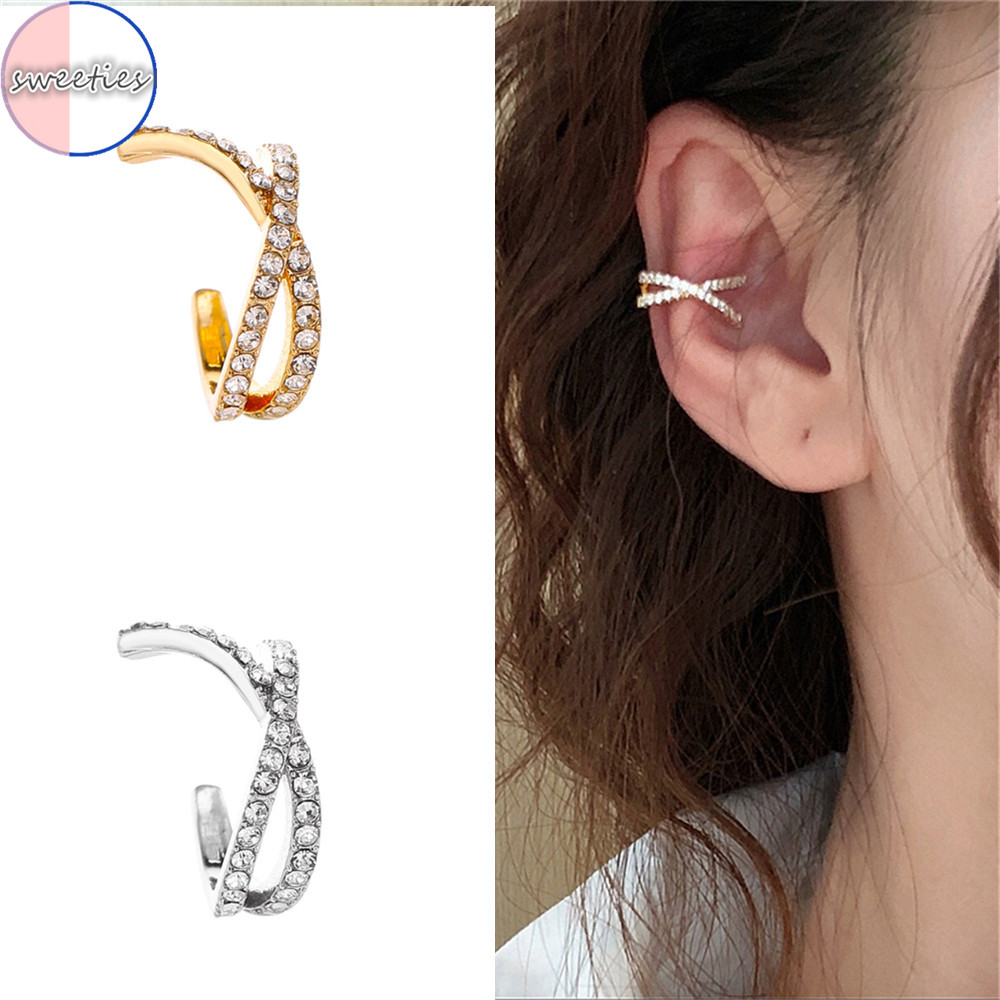 Khuyên vành tai hình chữ U đính đá phong cách thời trang cho nữ
