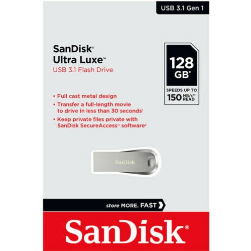 USB 3.1 SanDisk Ultra Luxe CZ74 128GB 150MB/s (Bạc) - Hàng chính hãng