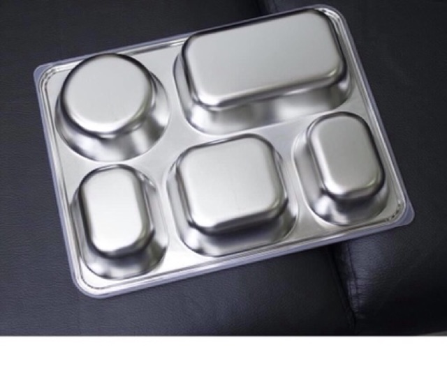 Khay cơm inox cao cấp 5 ngăn có nắp đậy