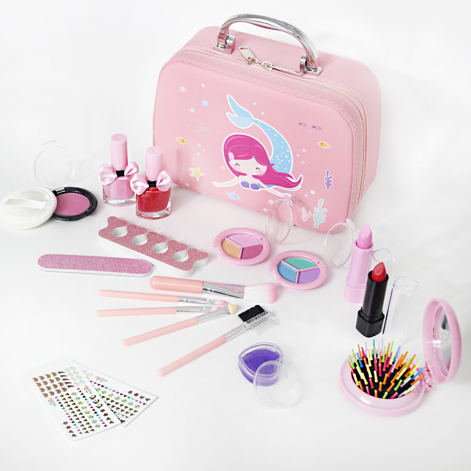 20PCS Washable Real Kids Makeup Kit With Safety Mirror,Kids Make up set,Girls Toy Make Up Kits,Makeup set for kids,Kids Make up set,Pretend Child Beauty Salon