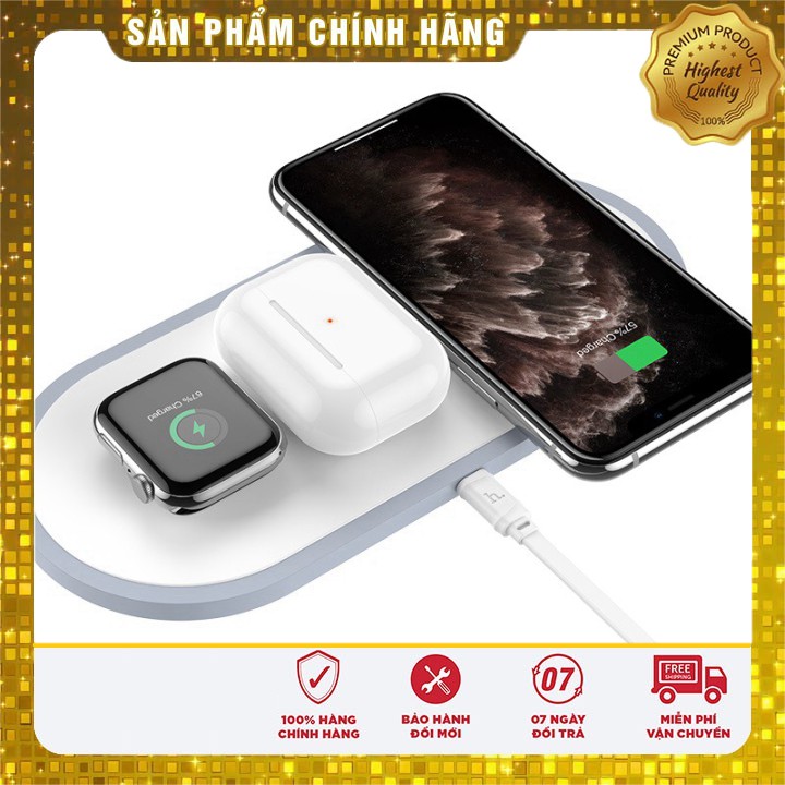 [ Chính hãng 100% ] Đế sạc không dây 3in1 Hoco CW24, chip sạc thông minh, hỗ trợ sạc cho SmartPhone, iWatch, AirPod