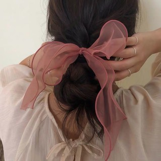 Dây Buộc Tóc Đính Nơ Vải Organza Thanh Lịch Phong Cách Hàn Quốc