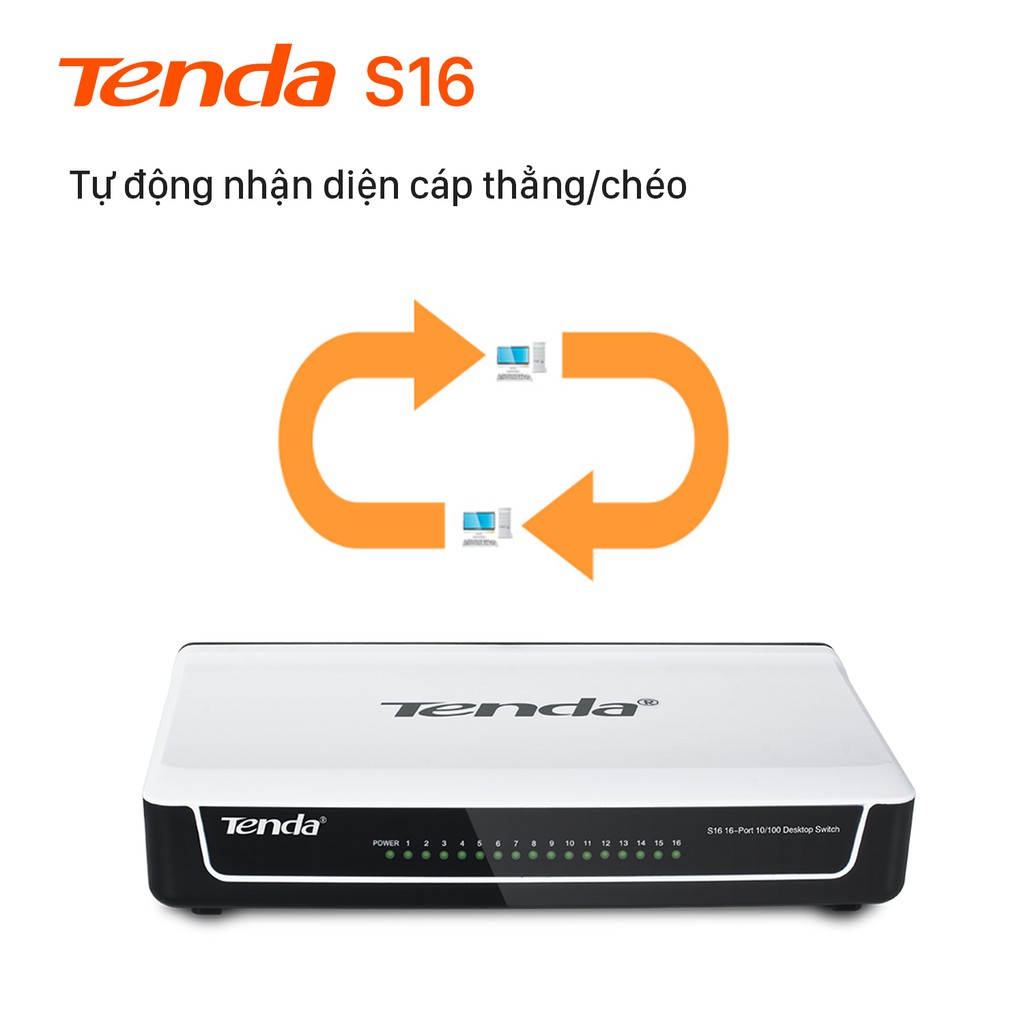 Bộ Chia Mạng Switch Để Bàn Tenda S16 16 Cổng 10/100Mbps - Hàng Chính Hãng
