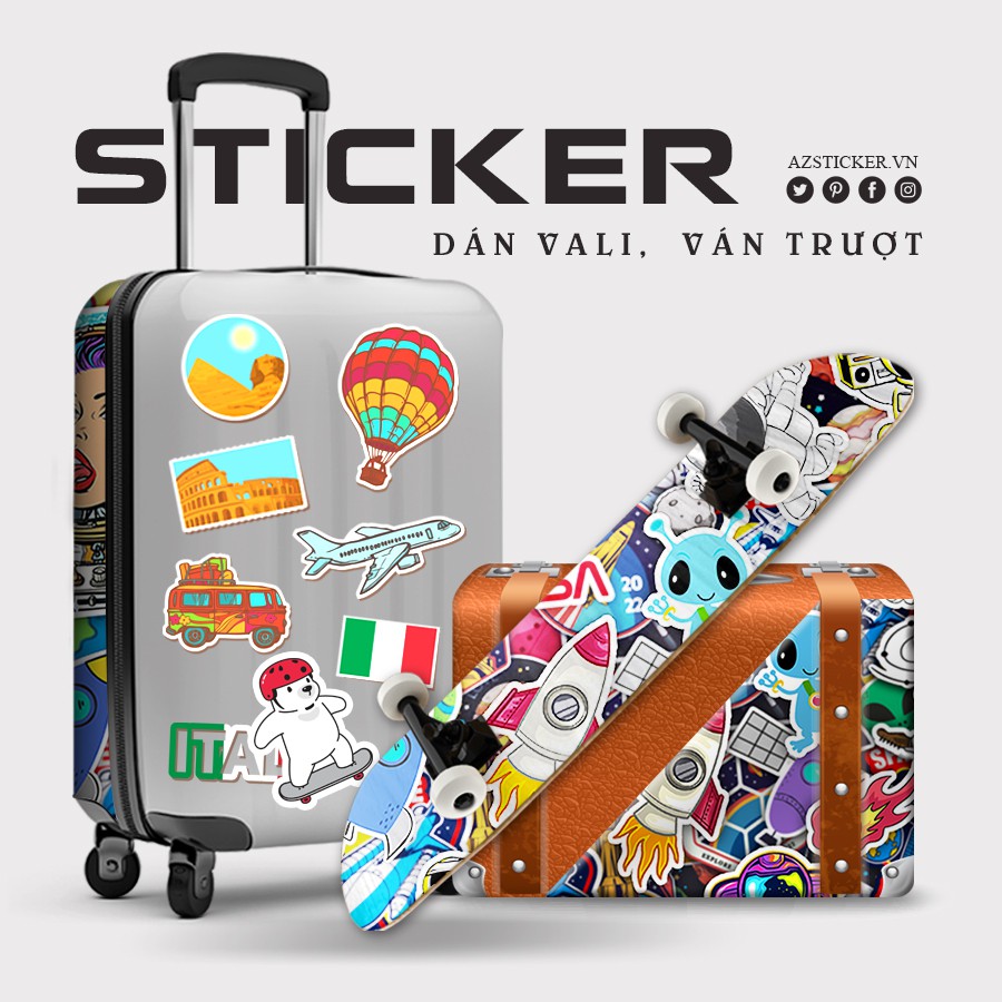 [Set 100+] Sticker Phi Hành Gia | Dán Nón Bảo Hiêm, Điện Thoại, Laptop, Bình Nước...Chống Nước, Chống Bay Màu