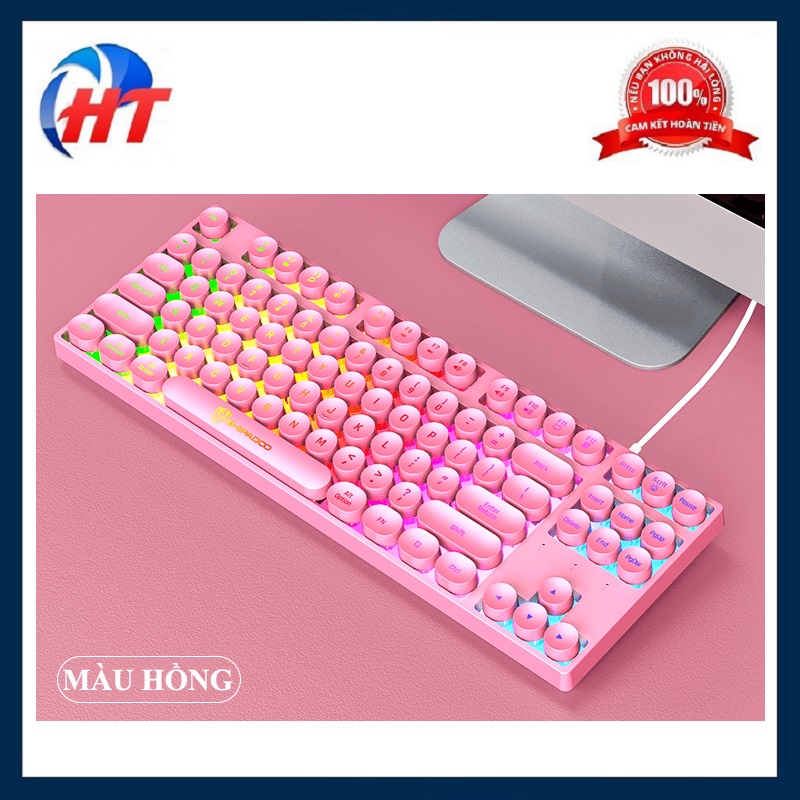 Bàn phím giả cơ SHIPADOO K87 nút tròn với thiết kế mini nhỏ gọn có đèn led 7 màu cực đẹp