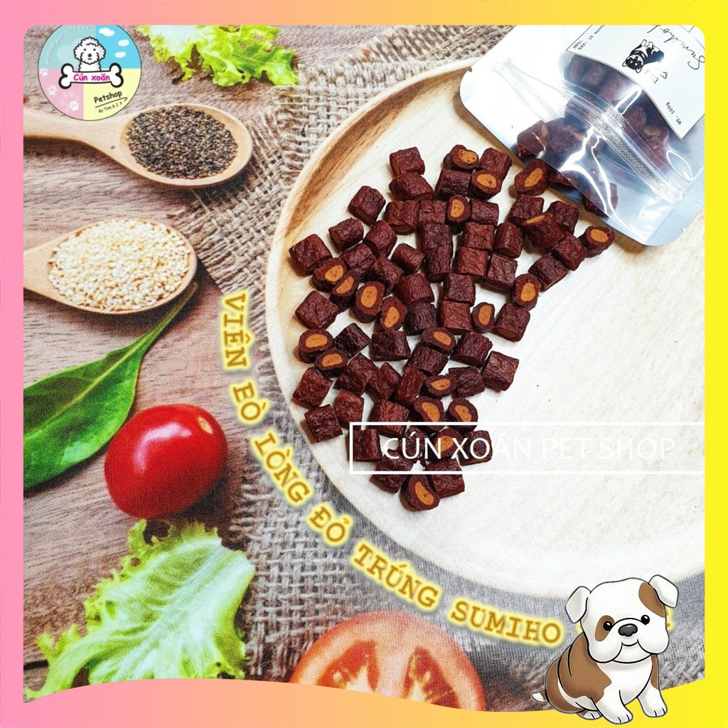 Bánh thưởng cho chó Sumiho Feast (Viên bò lòng đỏ trứng) (Túi 100gr) Thức ăn cho chó từ 2 tháng tuổi