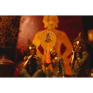 Lá Bồ Đề in hình Phật nhỏ (có dây treo) _MS2