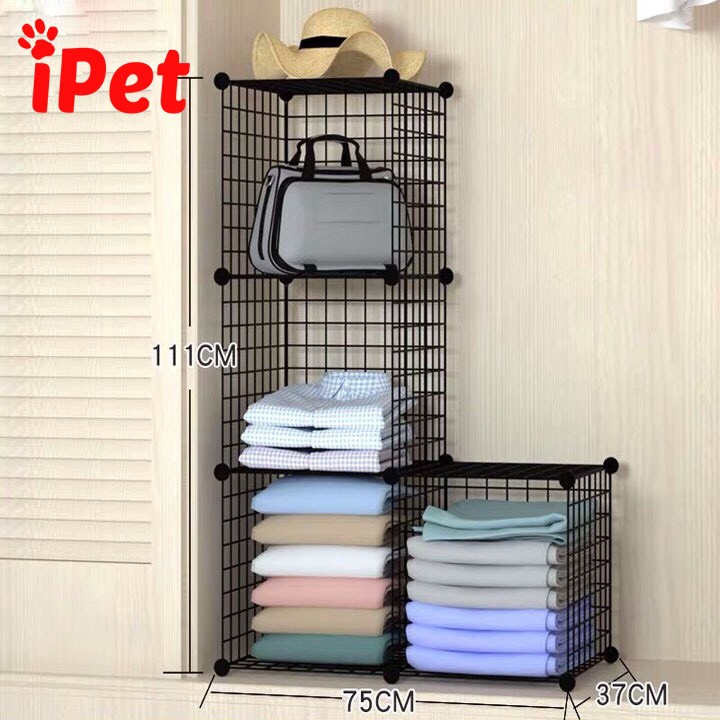 Kệ Tủ Lắp Ghép Lưới Sắt Đa Năng ( TẶNG KÈM CHỐT ) - Combo 4 Ô - iPet Shop