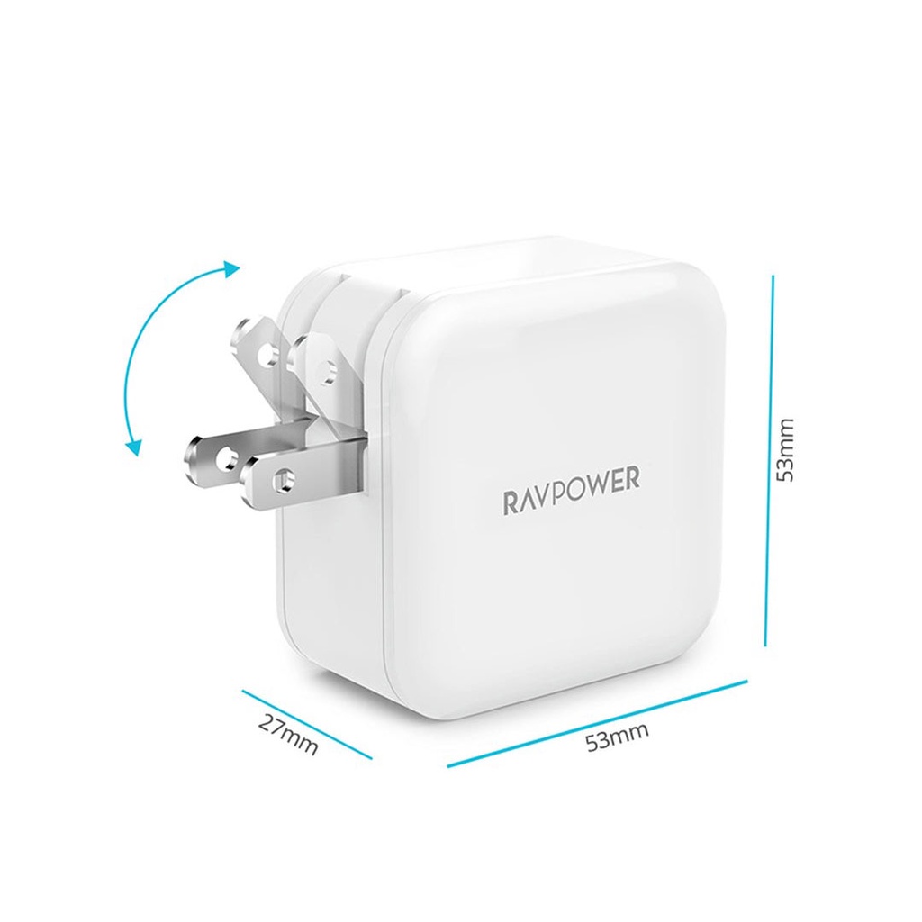 Củ Sạc RAVPower Prime  24W 2 Cổng USB ISmart Sạc nhanh 12W 2.4A Mã RP- UC11
