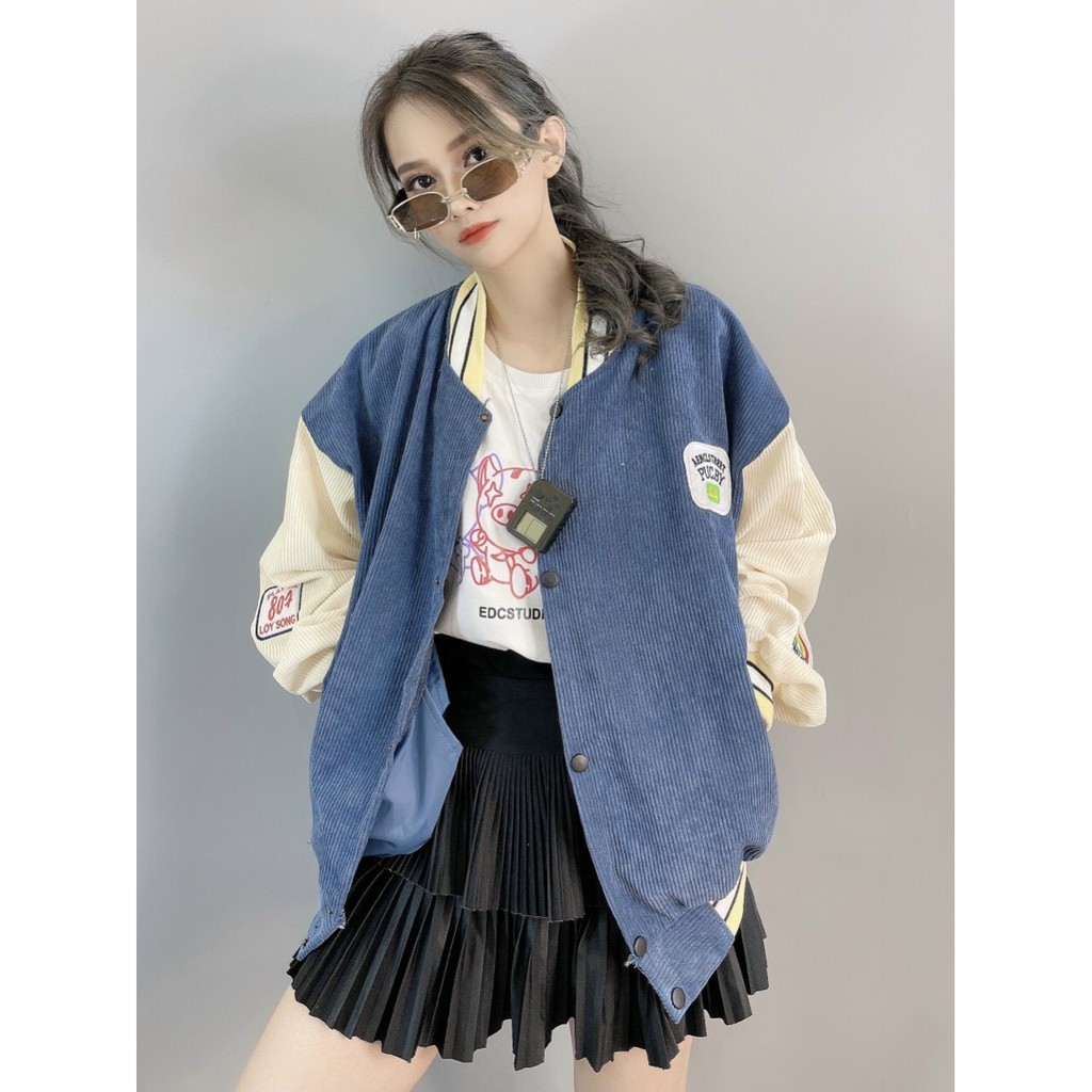 Áo Khoác Nhung Tăm, Áo Khoác Bomber UNISEX họa tiết cầu vồng. | BigBuy360 - bigbuy360.vn