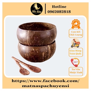 COMBO Gáo   + Muỗng Dừa Bến Tre Cao Cấp( Size 12-14cm)