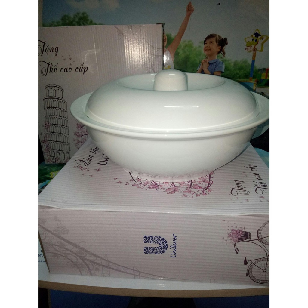 Thố sứ trắng cao cấp size đại rộng 21cm