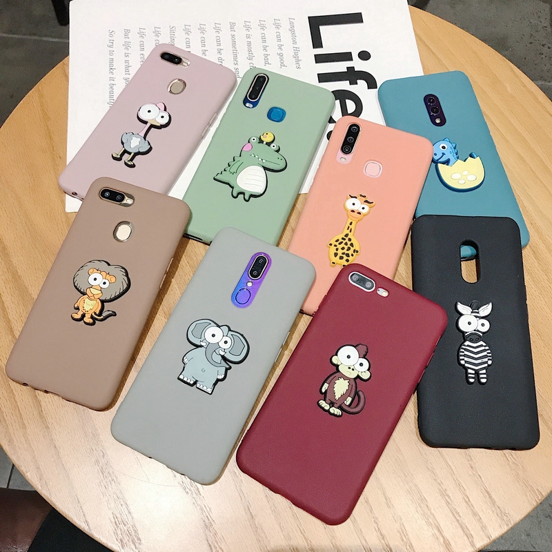 Ốp điện thoại hình động vật dễ thương cho Samsung A71 A51 A21 A01 A70 A50s A10s M30s A6 Plus 2018