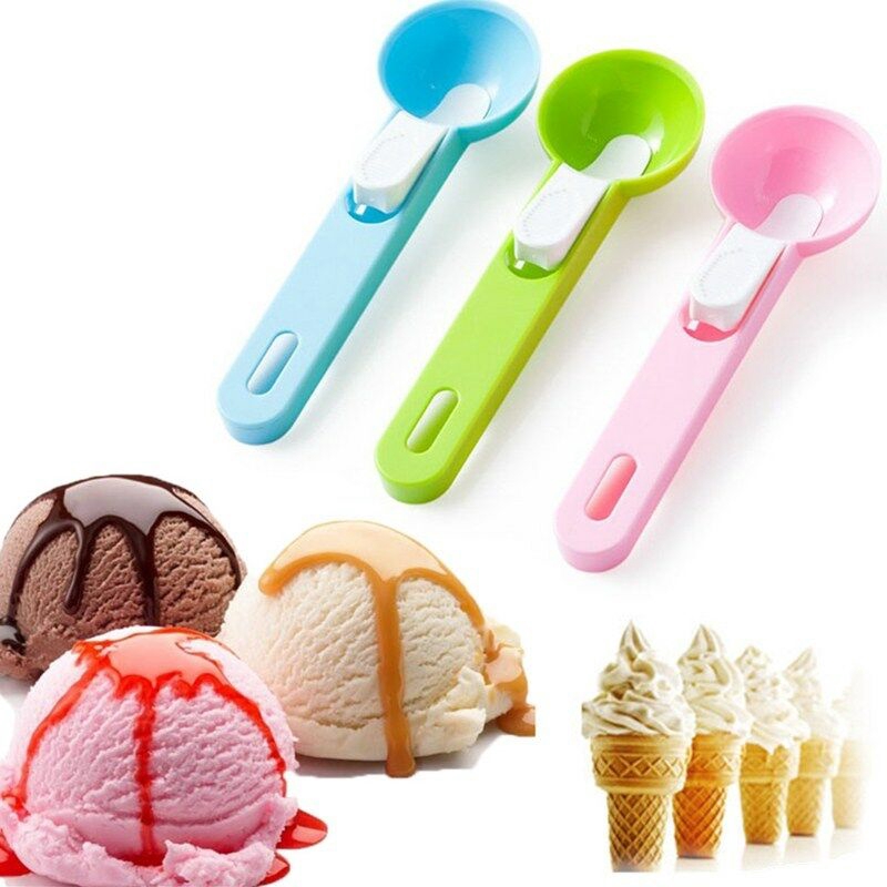 1 Muỗng Nhựa Múc Kem/Trái Cây Hình Cầu Màu Sắc Ngọt Ngào