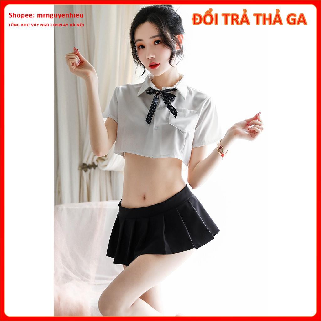 Bộ đồ ngủ cosplay sexy nữ sinh, đồng phục học sinh cho nữ gồm áo croptop và chân váy cosplay, mã Ns001  - QUIN BEE | BigBuy360 - bigbuy360.vn