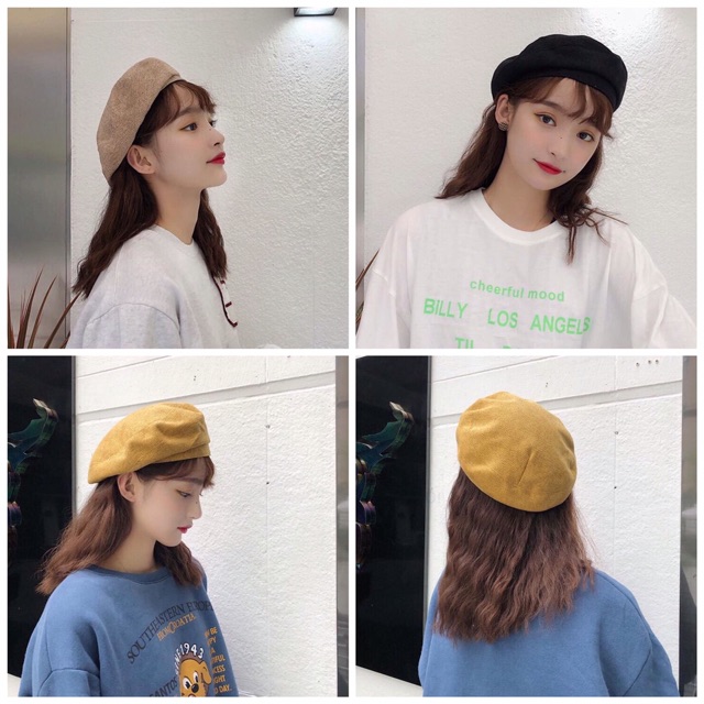 NÓN NỒI MŨ NỒI BERET VINTAGE VIỀN SIÊU XINH