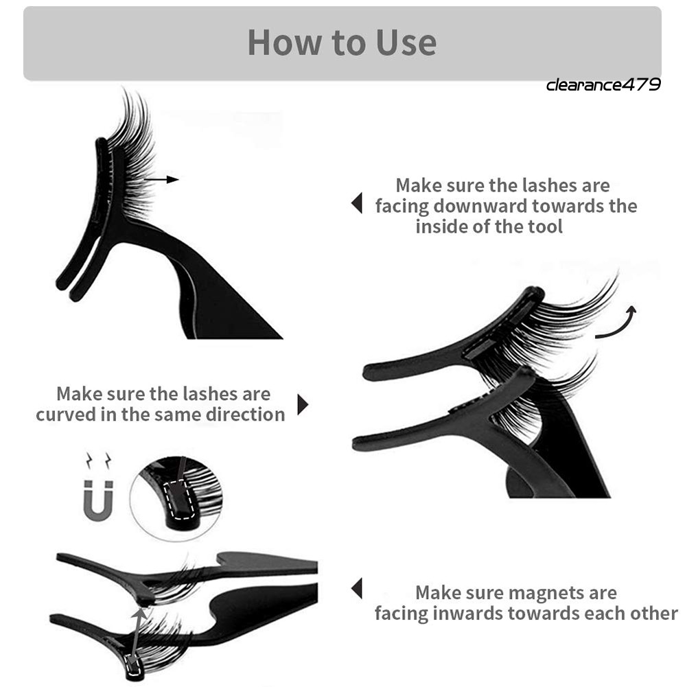 [Hàng mới về] Bộ 4 cặp lông mi giả gắn nam châm có thể tái sử dụng kèm nhíp và dụng cụ bấm cong lông mi