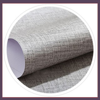 1 cuộn dài 5m ngang 60cm giấy dán tường giả vải màu ghi, có keo sẵn, có thể lau được khi bẩn