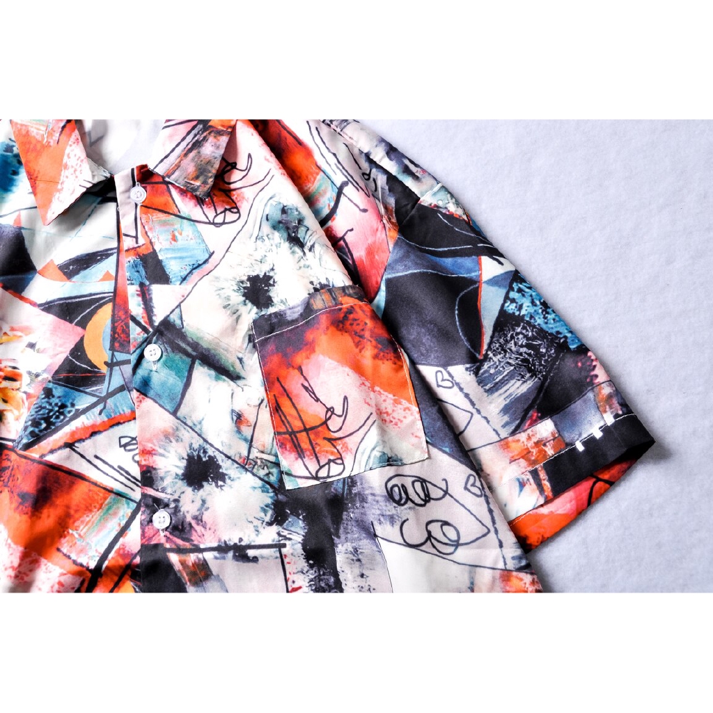 Áo sơ mi ngắn tay dáng rộng in hình Graffiti kiểu dáng cá tính thời trang cho nam | BigBuy360 - bigbuy360.vn