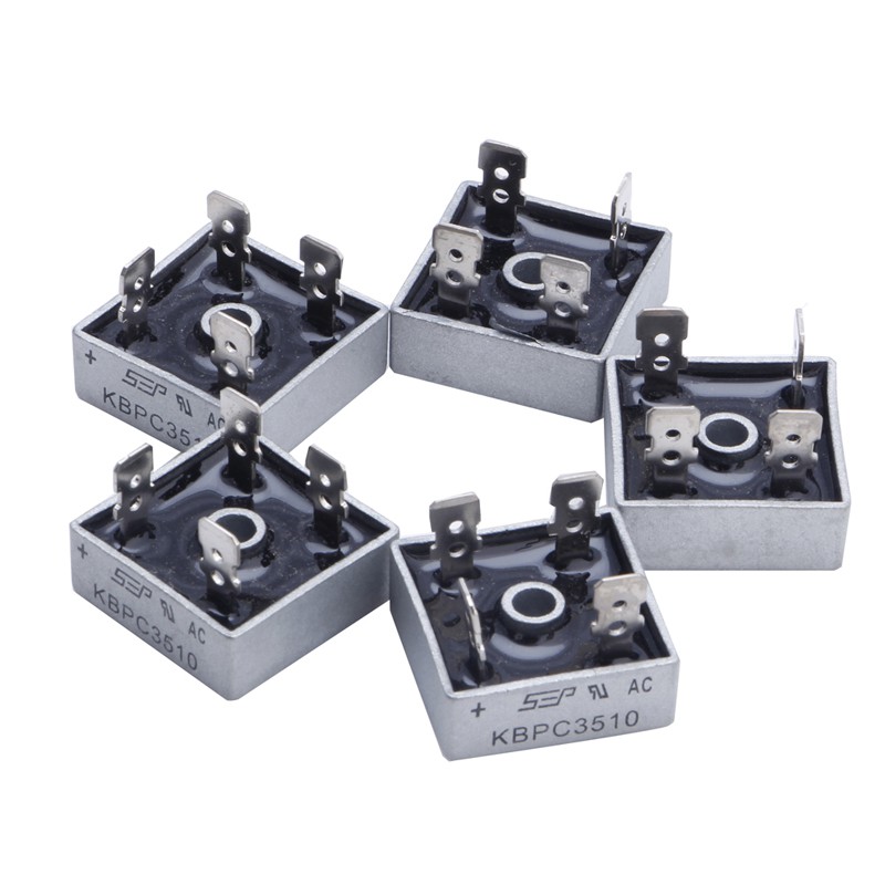 Bộ 5 thiết bị chỉnh lưu kiểu cầu 35A KBPC3510 1000V vỏ kim loại một pha