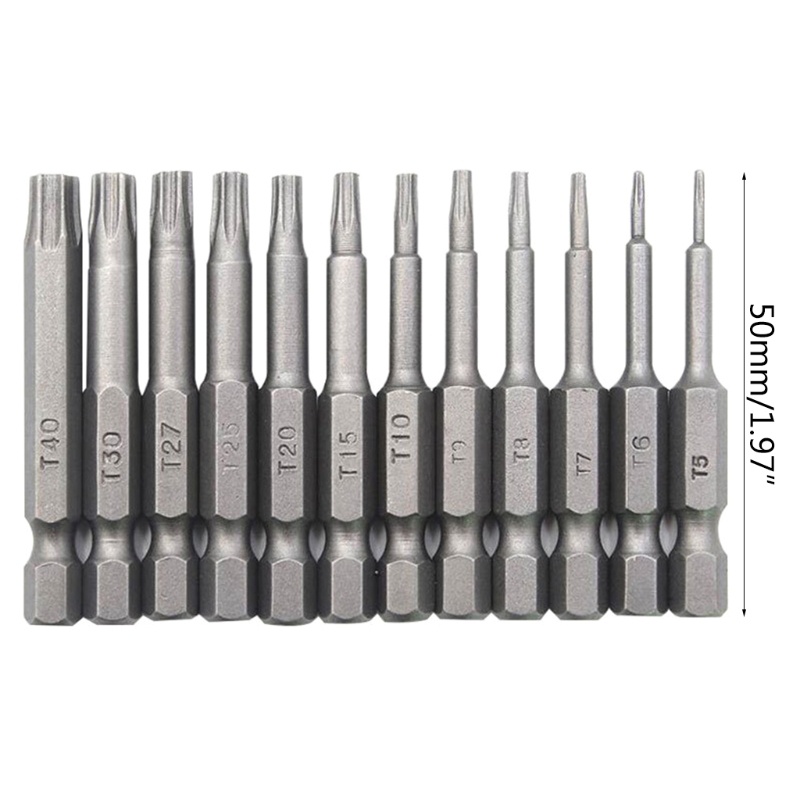 Set 12 Đầu Tua Vít 50mm 1/4 Inch T5-T40 Torx Tiện Dụng Chất Lượng Cao