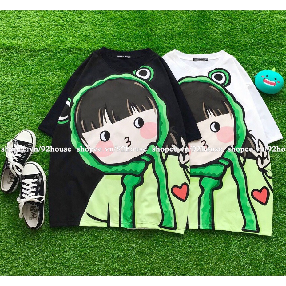 Áo phông tay lỡ unisex hoạt hình cute dáng rộng