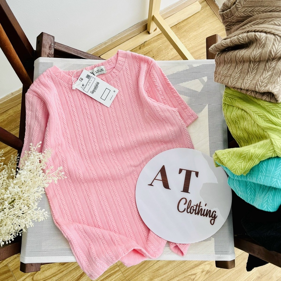 Áo Thun Trơn Cộc Tay Họa Tiết Bông Lúa_AT Clothing
