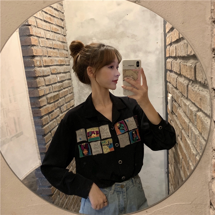 Áo sơ mi nữ SUXI cổ polo thêu hoa thời trang