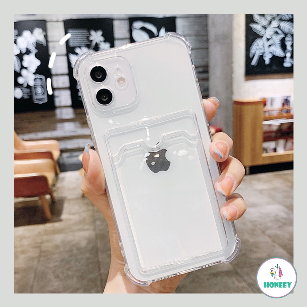Ốp điện thoại TPU mềm màu trơn có ngăn đựng thẻ chống sốc cho iPhone 12 11 Pro Max X Xs Max 8 7 Plus Se | BigBuy360 - bigbuy360.vn