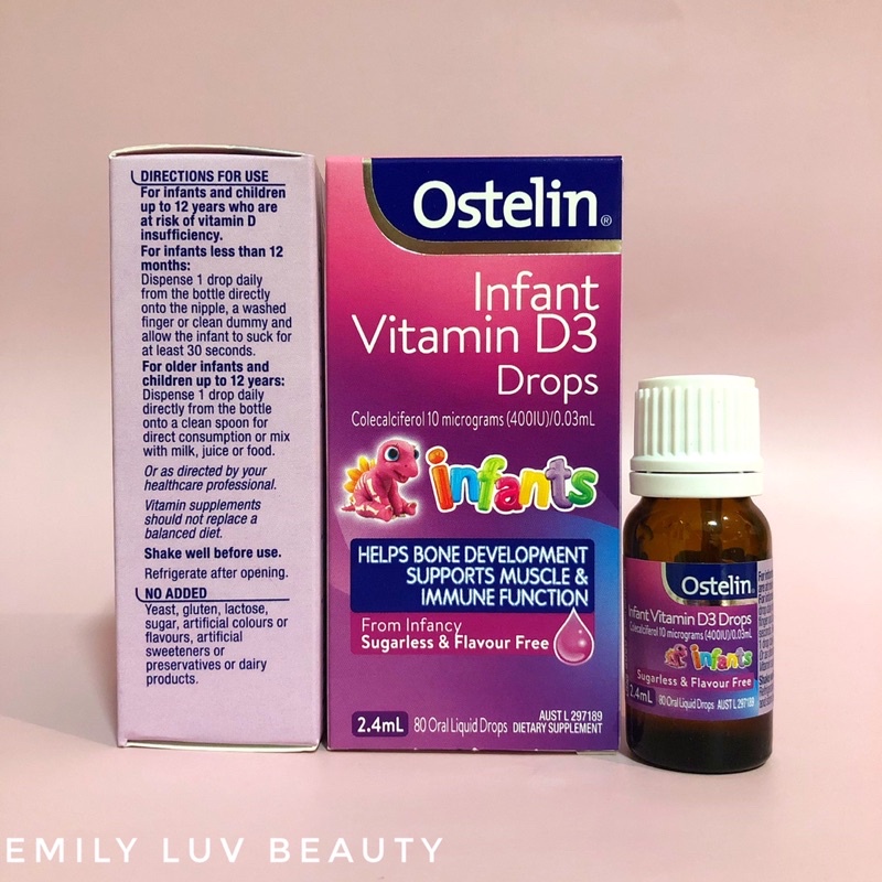 Vitamin D3 Drops cho bé từ 0m+ Ostelin Úc