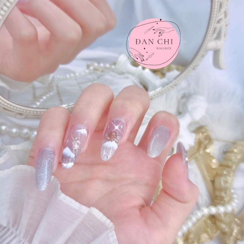NailBox móng úp thiết kế sẵn Mẫu Mắt Mèo Bạc Thiên Thần