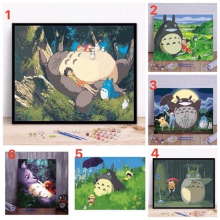 Tranh số hoà căng sẵn khung, chỉ cần tô màu theo số, Tranh số hoà hoạt hình Totoro đẹp nhất - size 40x50cm