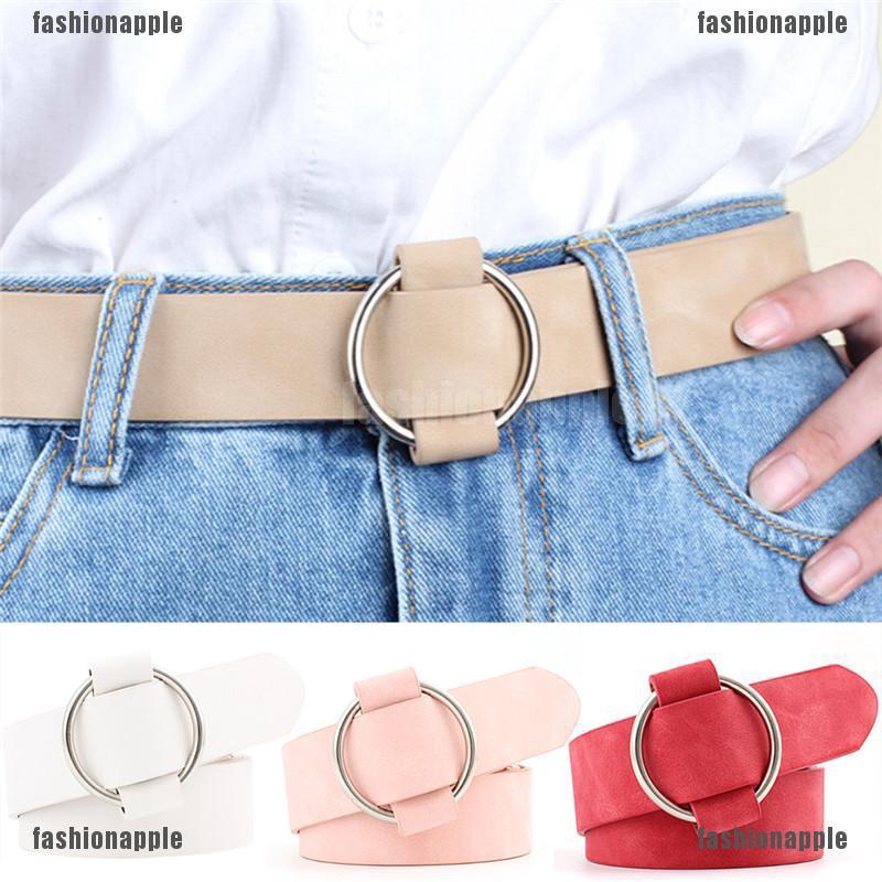 Thắt Lưng Da Khóa Tròn Kim Loại Phong Cách Boho Cổ Điển Cho Nữ