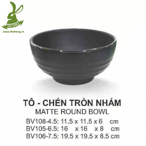 [Cam Kết Chính Hãng] Chén Ăn Cơm Tròn Đen Nhám Kiểu Hàn Quốc Nướng BBQ 11.5*6cm Srithai Superware BV