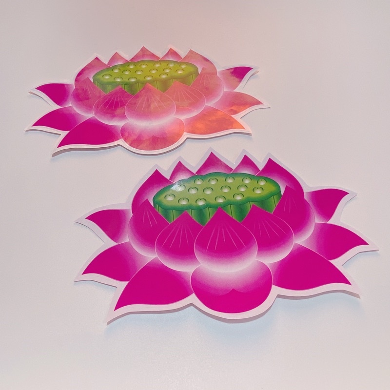 Decal tem dán in bóng size lớn hình đài sen, hoa sen, chữ Phật cao cấp dán xe máy, ô tô, chống thấm nước, chống bay màu
