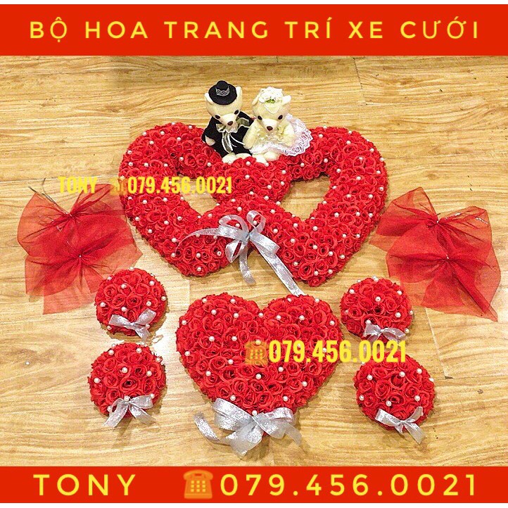 BỘ HOA TRANG TRÍ XE CƯỚI/ XE RƯỚC DÂU SIÊU SANG TRỌNG ❤TONY❤