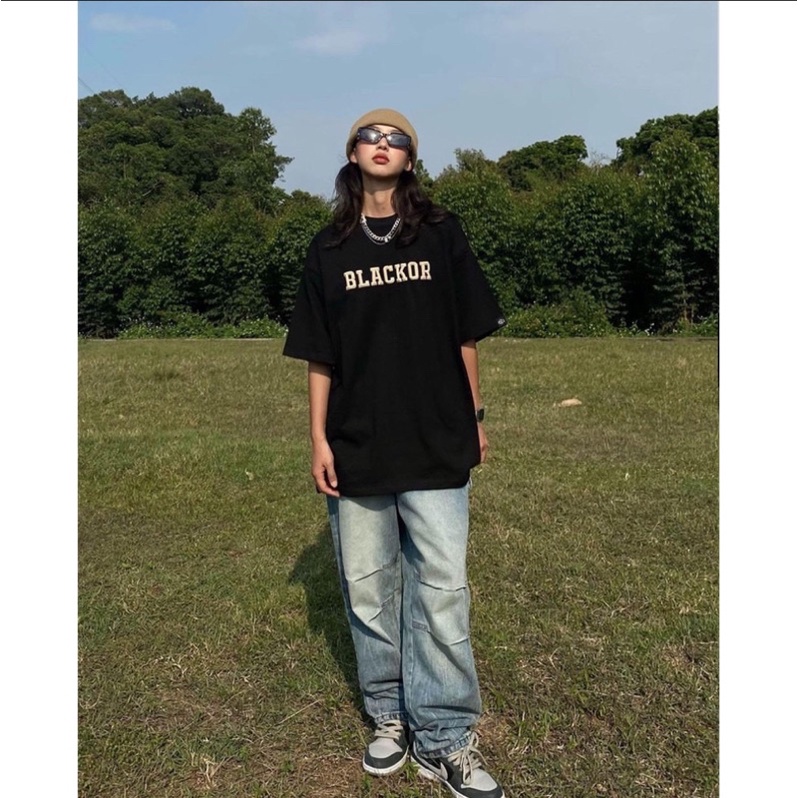 Áo thun phông logo tay nam nữ PINK tay lỡ form rộng BLACKOR Unisex