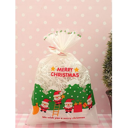 10 túi đựng kẹo hình ông già Noel kích thước 10x10cm