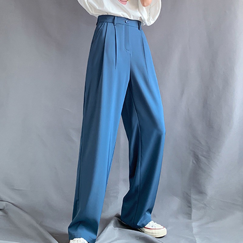 Quần ống suông Culottes Ulzang Xuông dài 100cm - Quần ống rộng cạp siêu cao