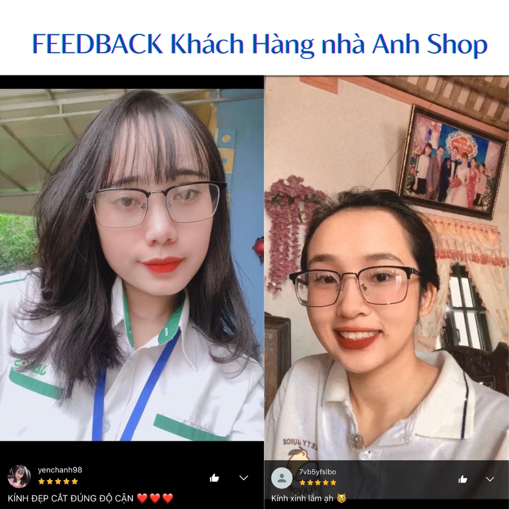 Kính vuông thời trang nam nữ chất liệu khung kính kim loại kết hợp gọng kính nhựa dẻo bền đẹp phụ kiện  2723