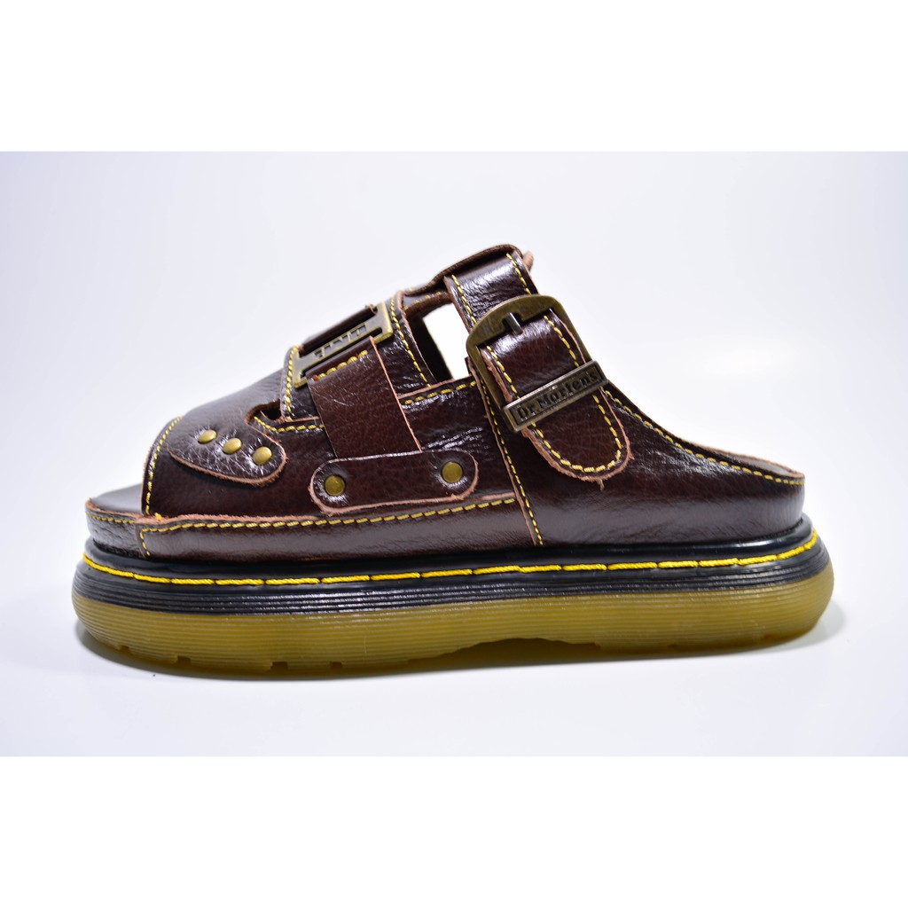 Dép Nam Quai Ngang Doctor Dr.Martens Da Bò Cao Cấp Hàng VNSX - Đế Lót Da Bò - Mã D13