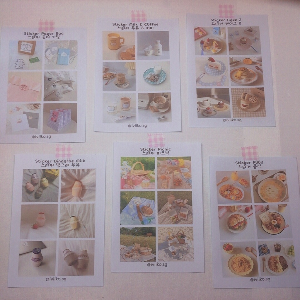 IVI IKO | Combo sticker tự cắt phong cách Hàn Quốc, trang trí sổ siêu xinh