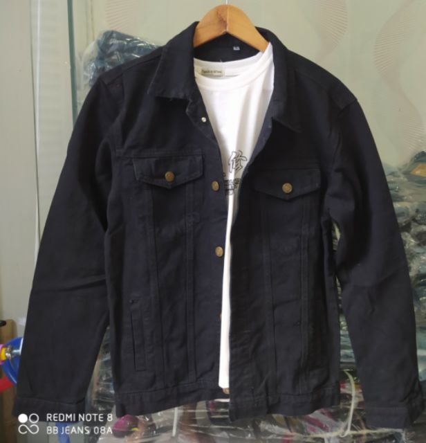 (VIP) Áo khoác jean nam màu đen form rộng cao cấp giá rẻ có 6 túi thật Human-Trơn