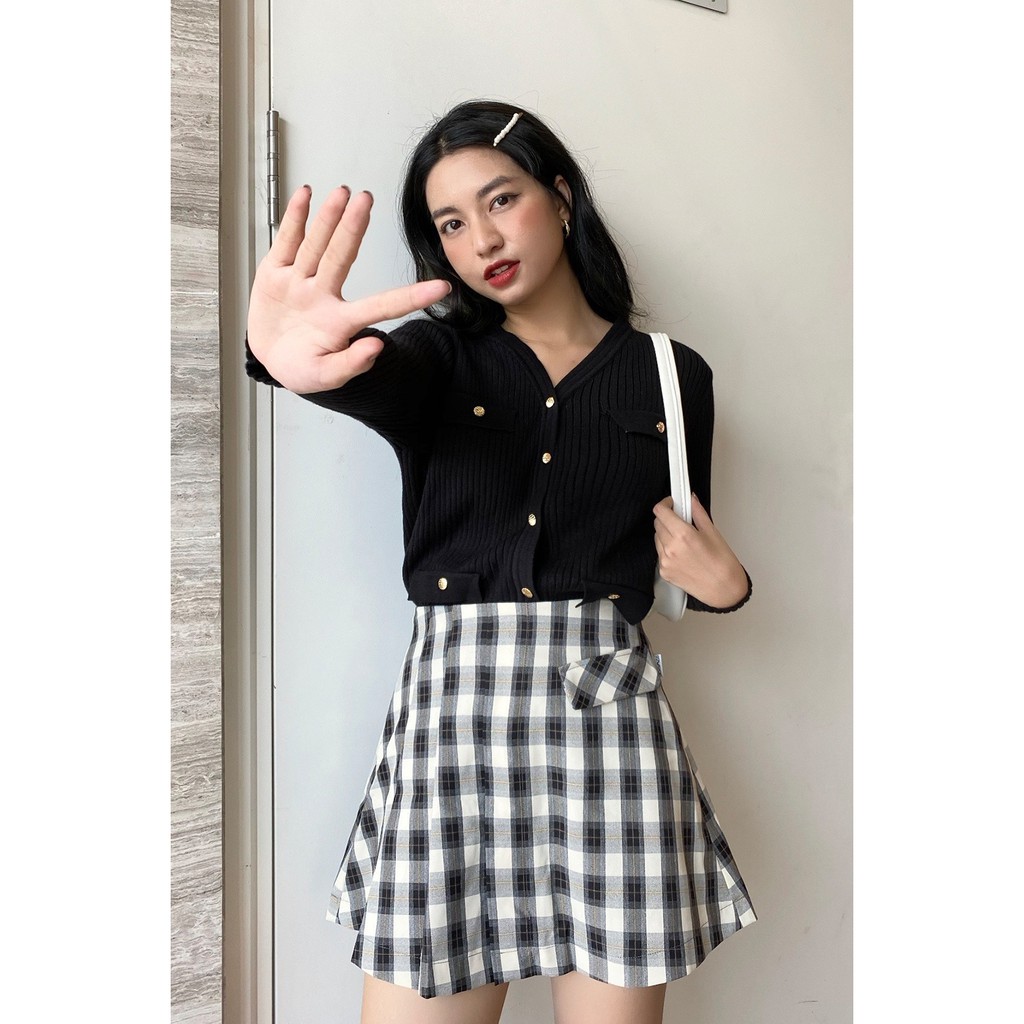 Chân váy chữ a xếp ly 1 bên kẻ caro JAW0443 - 92Wear | BigBuy360 - bigbuy360.vn
