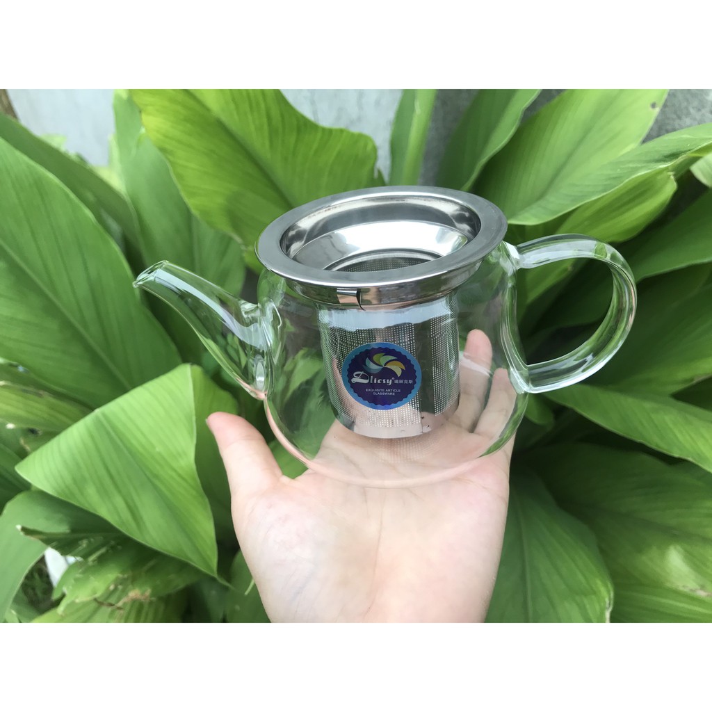 Ấm pha trà thủy tinh chịu nhiệt - Có lõi lọc