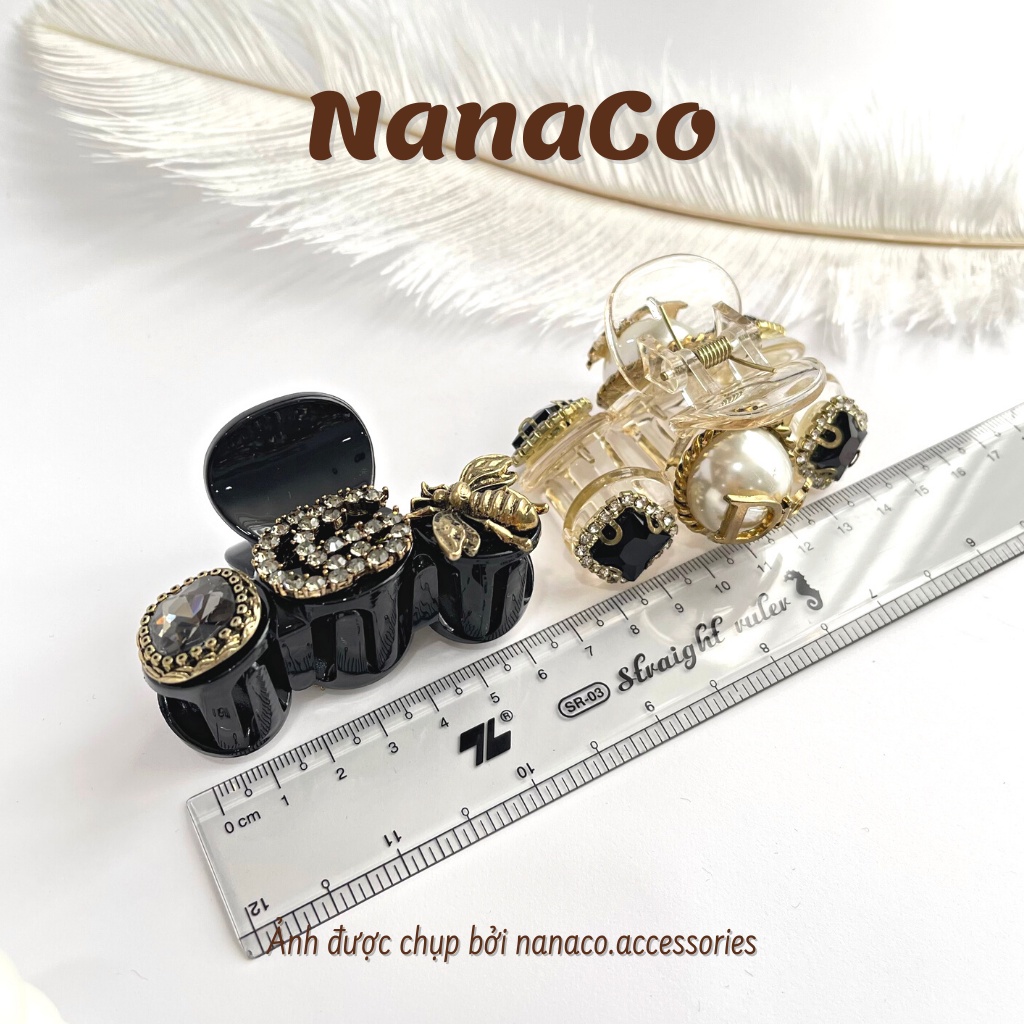 Kẹp tóc càng cua nữ đính đá hạt châu Hàn Quốc, kẹp gắp nửa đầu hot trend NanaCo