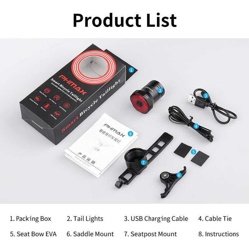 Đèn gắn yên xe đạp X-TIGER tự động tắt/mở thông minh chống thấm nước có thể sạc lại USB