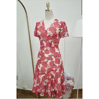 [Lép] Váy hoa hồng cổ V newtag size S