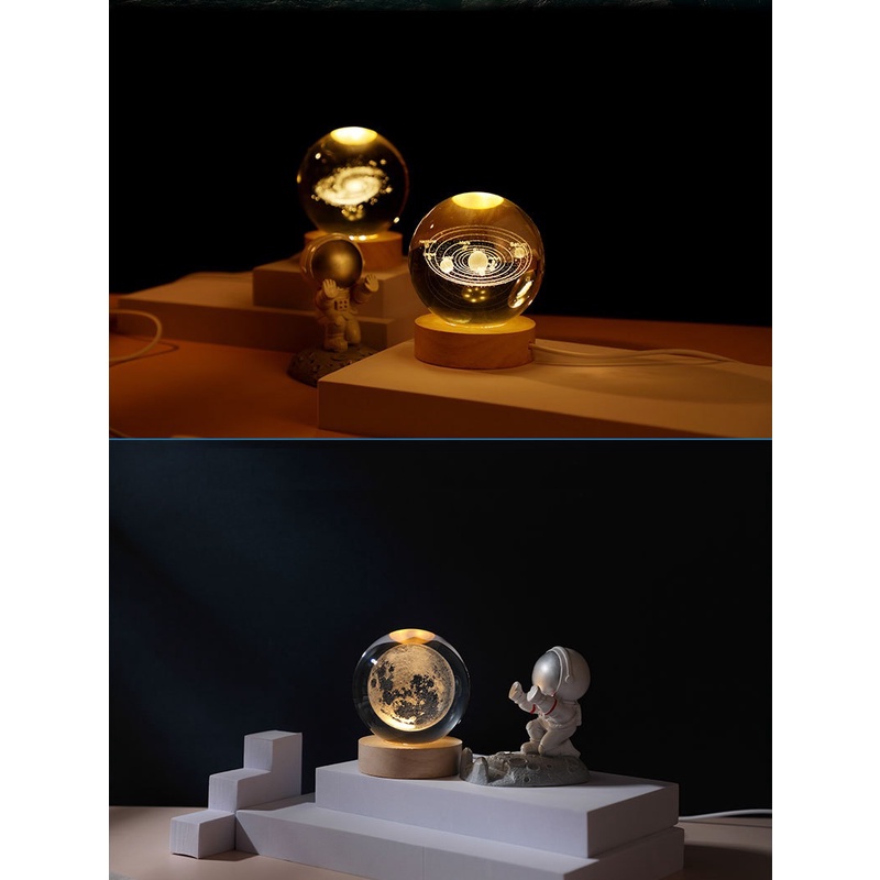 Đèn ngủ 3D hình quả cầu pha lê 8cm siêu to nhiều màu sáng tạo làm quà tặng sinh nhật cho bạn gái, trang trí phòng.